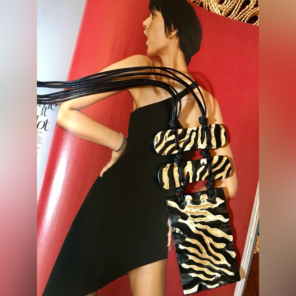 Black and Beige Zebra Print Necklace